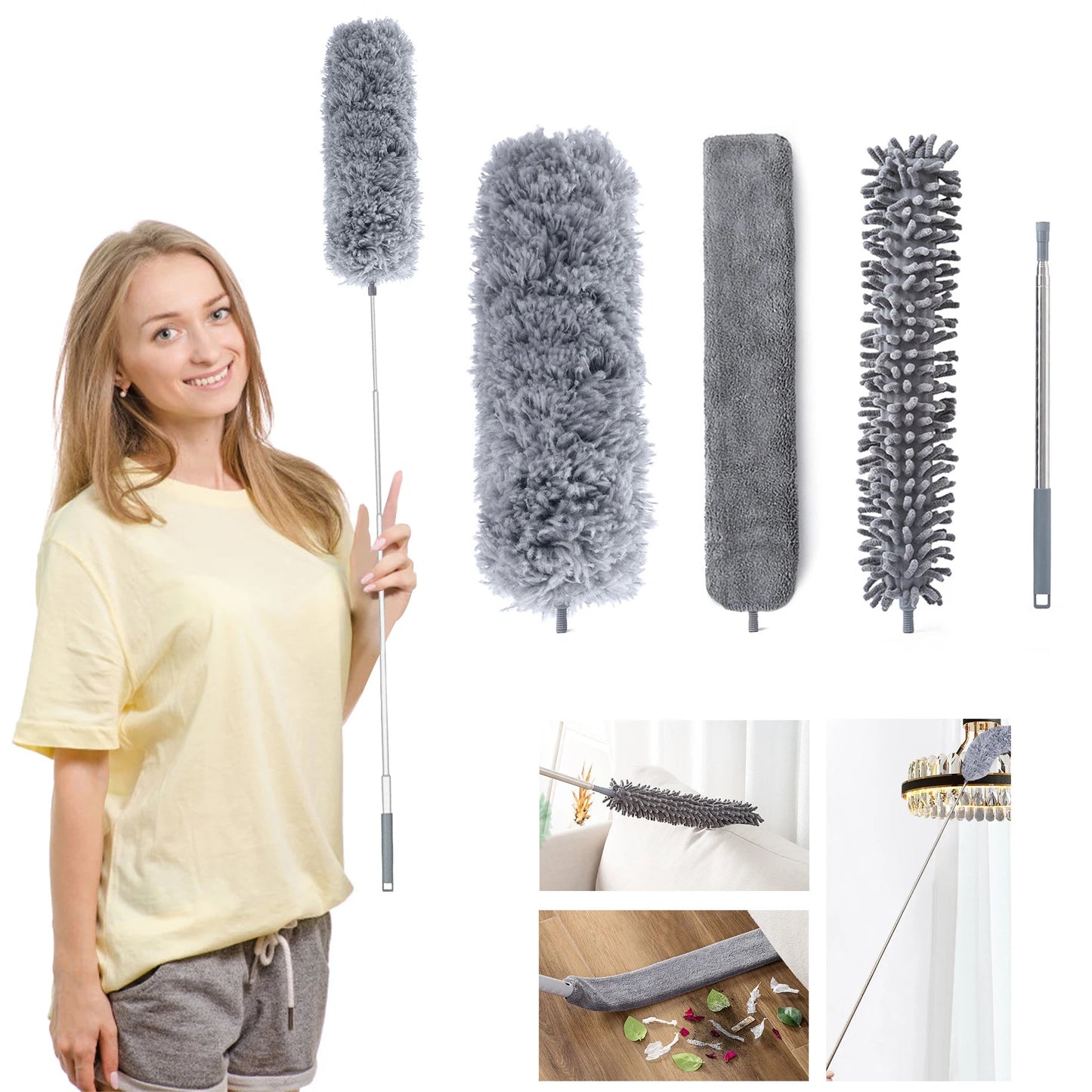 Long Handle Microfiber Duster with Brush Set - The Accessibility Shop