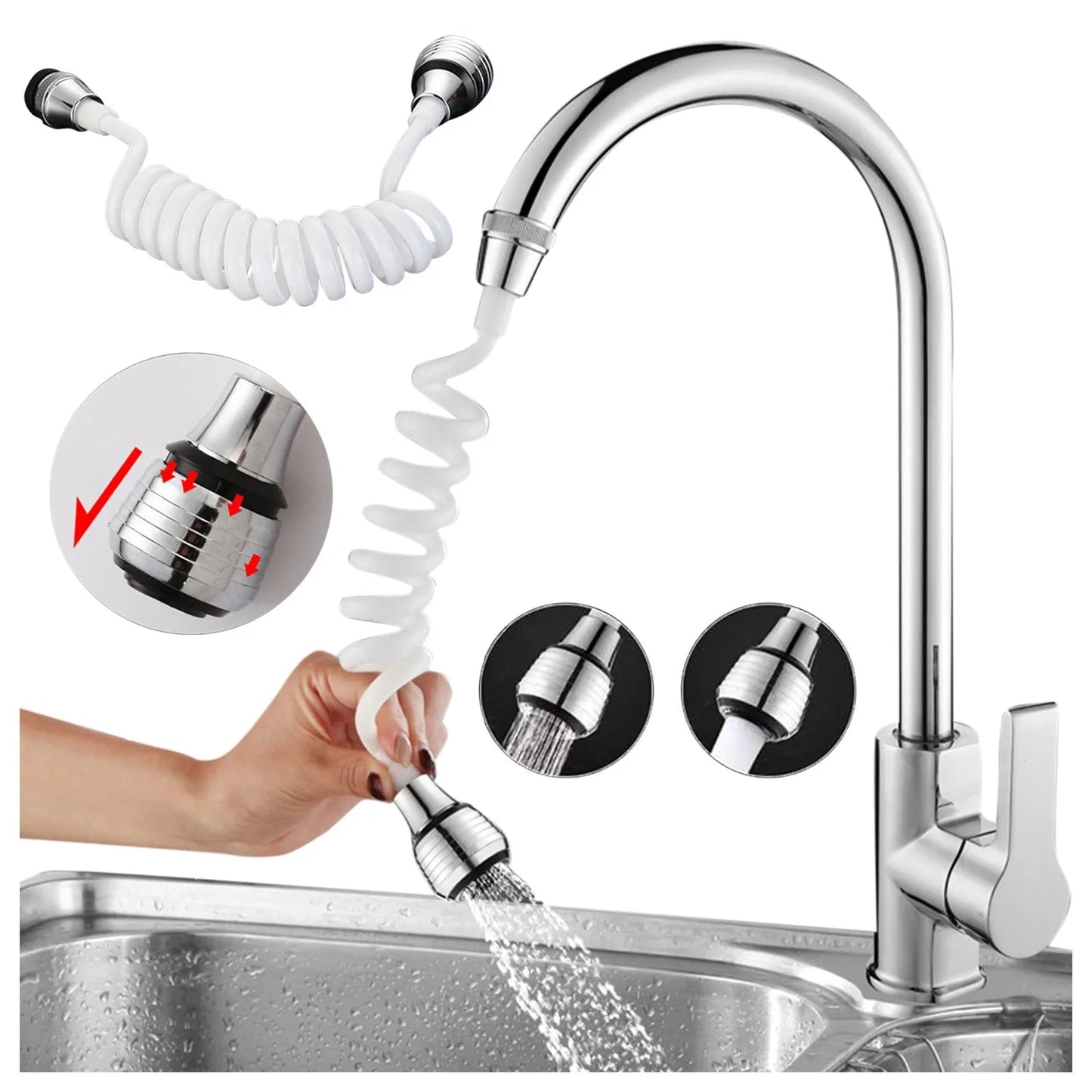 Rotatable Tap Extension with Long Hose